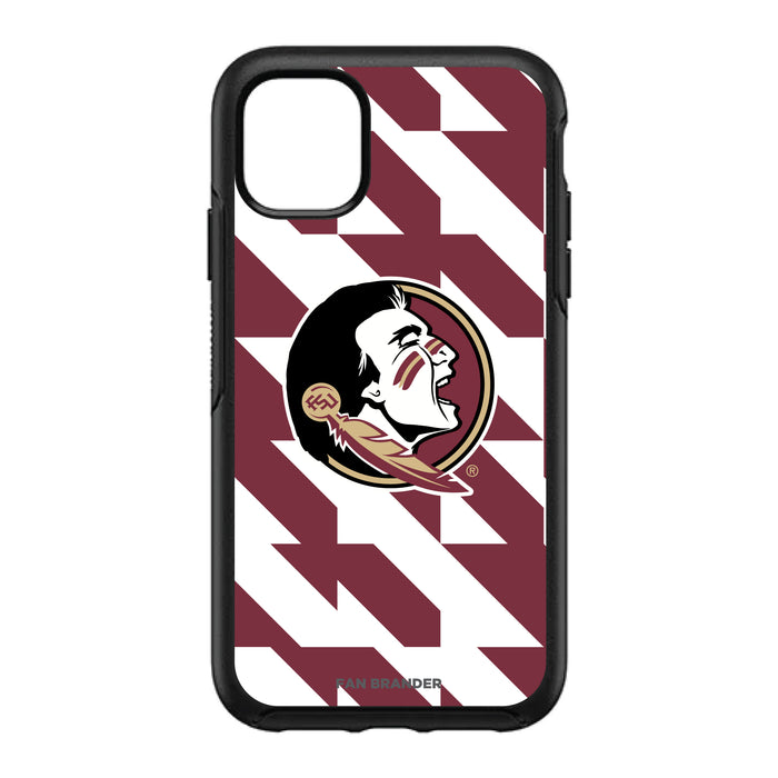 OtterBox Black Phone case with Florida State Seminoles Primary Logo on Geometric Quad Background