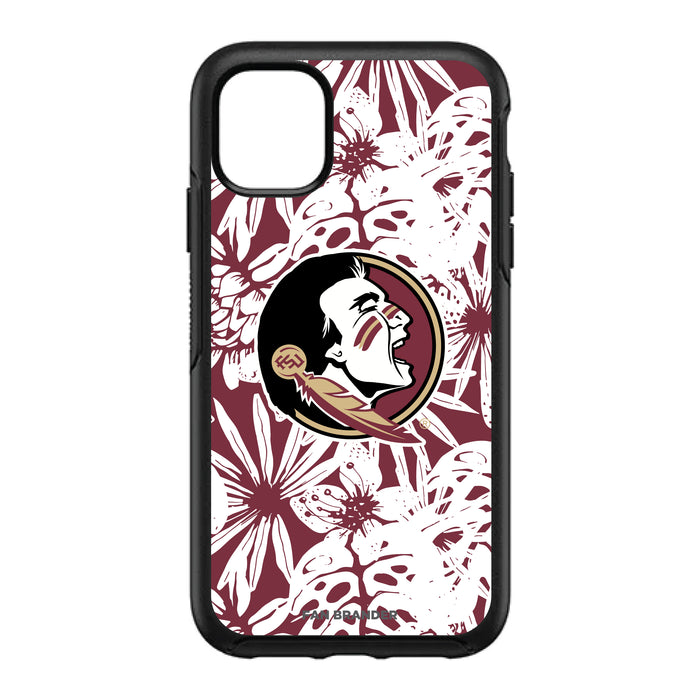 OtterBox Black Phone case with Florida State Seminoles Primary Logo With Team Color Hawain Pattern