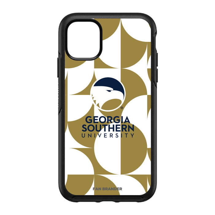 OtterBox Black Phone case with Georgia Southern Eagles Primary Logo on Geometric Circle Background