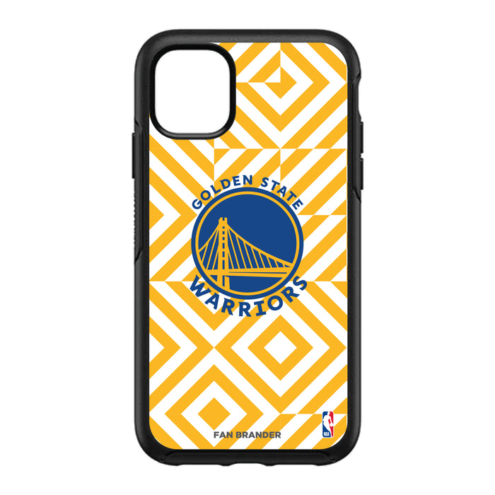 OtterBox Black Phone case with Golden State Warriors Primary Logo on Geometric Diamonds Background