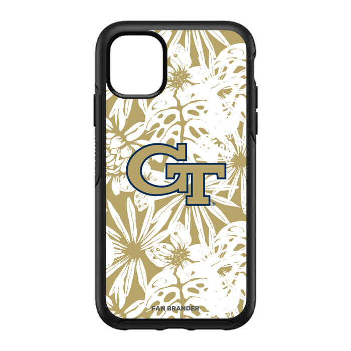 OtterBox Black Phone case with Georgia Tech Yellow Jackets Primary Logo With Team Color Hawain Pattern