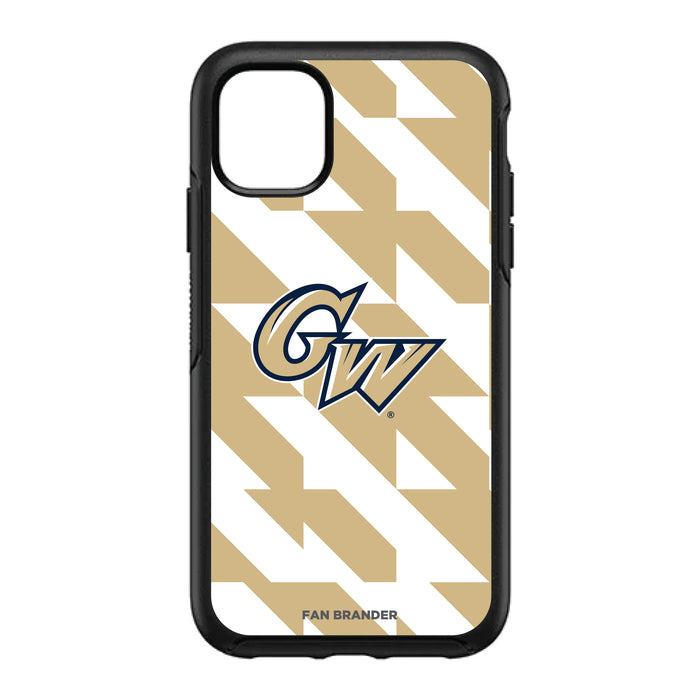 OtterBox Black Phone case with George Washington Colonials Primary Logo on Geometric Quad Background