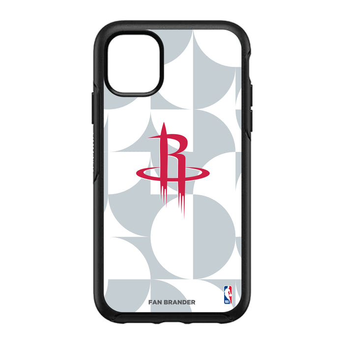 OtterBox Black Phone case with Houston Rockets Primary Logo on Geometric Circle Background