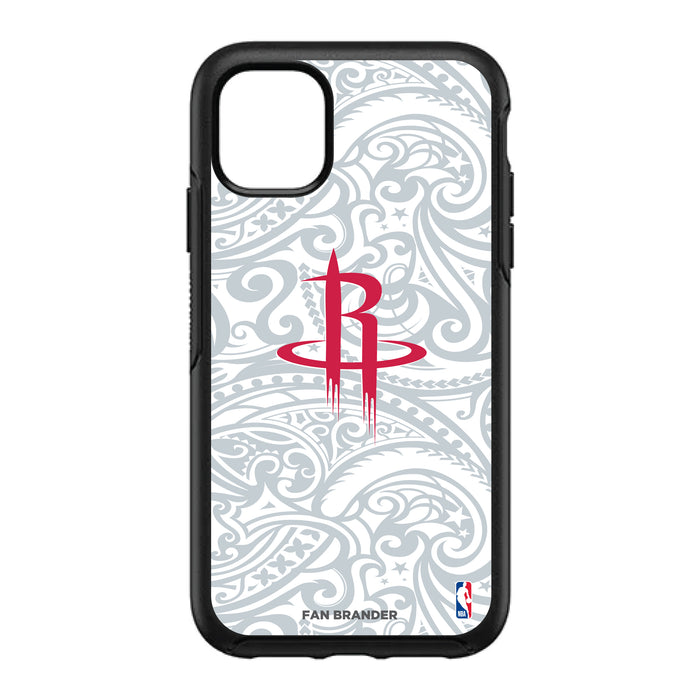OtterBox Black Phone case with Houston Rockets Primary Logo With Team Color Tribal Background