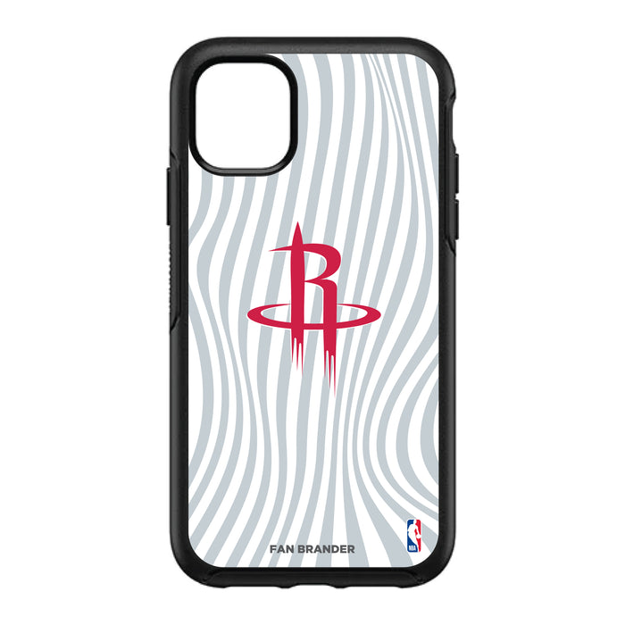 OtterBox Black Phone case with Houston Rockets Primary Logo With Team Groovey Lines