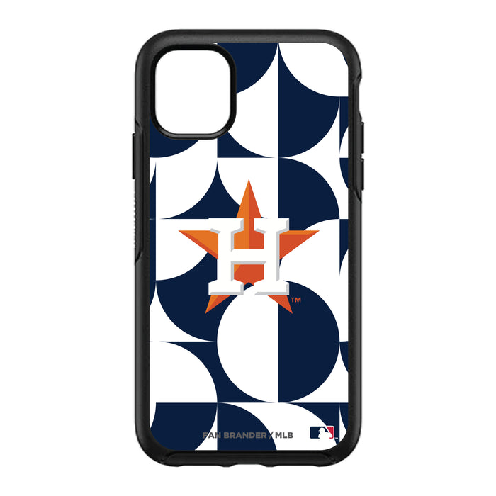 OtterBox Black Phone case with Houston Astros Primary Logo on Geometric Circle Background