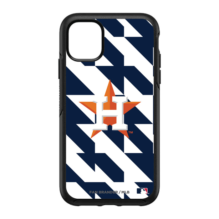 OtterBox Black Phone case with Houston Astros Primary Logo on Geometric Quads Background