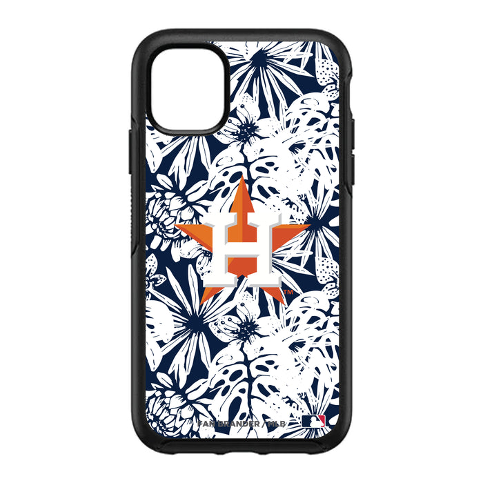 OtterBox Black Phone case with Houston Astros Primary Logo With Team Color Hawain Pattern