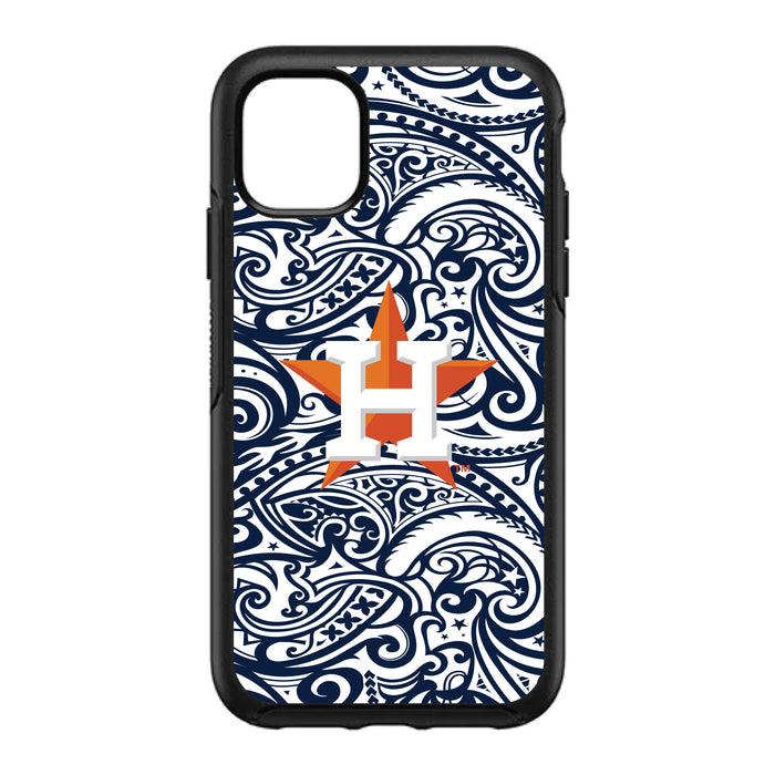OtterBox Black Phone case with Houston Astros Primary Logo With Team Color Tribal Background