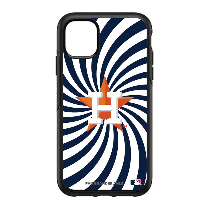 OtterBox Black Phone case with Houston Astros Primary Logo With Team Groovey Burst