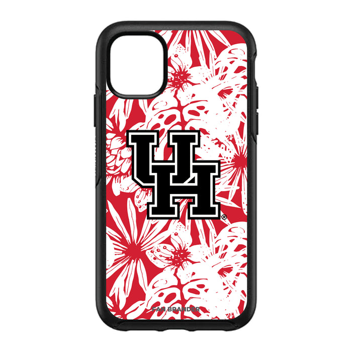 OtterBox Black Phone case with Houston Cougars Primary Logo With Team Color Hawain Pattern