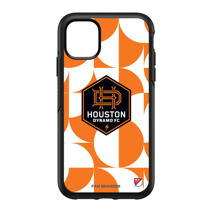 OtterBox Black Phone case with Houston Dynamo Primary Logo on Geometric Circle Background
