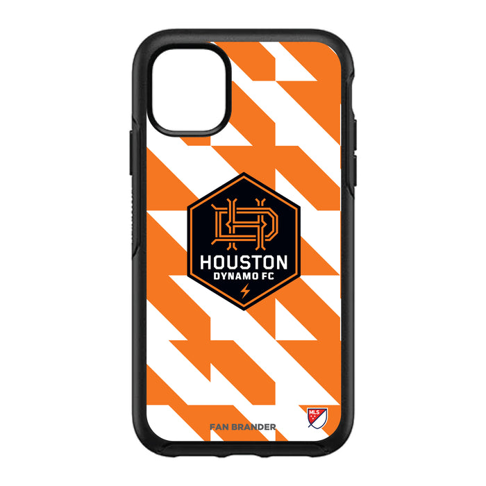 OtterBox Black Phone case with Houston Dynamo Primary Logo on Geometric Quad Background