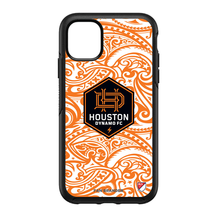 OtterBox Black Phone case with Houston Dynamo Primary Logo With Team Color Tribal Background