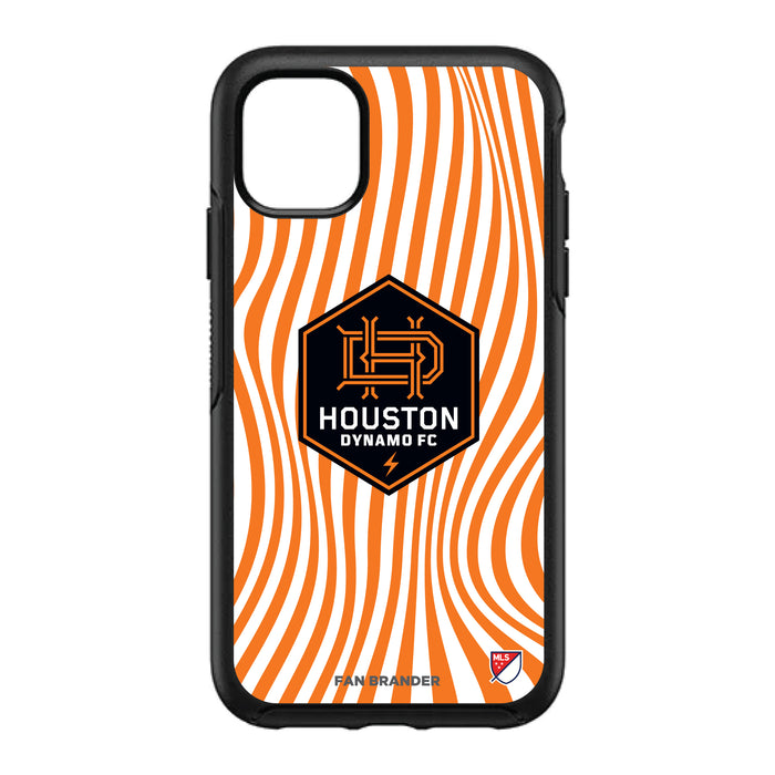 OtterBox Black Phone case with Houston Dynamo Primary Logo With Team Groovey Lines