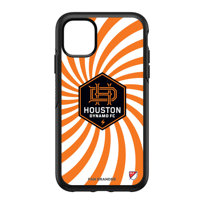 OtterBox Black Phone case with Houston Dynamo Primary Logo With Team Groovey Burst