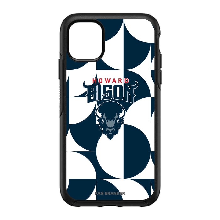 OtterBox Black Phone case with Howard Bison Primary Logo on Geometric Circle Background
