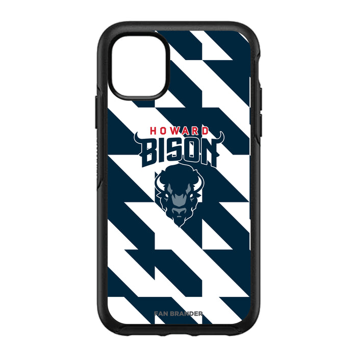 OtterBox Black Phone case with Howard Bison Primary Logo on Geometric Quad Background