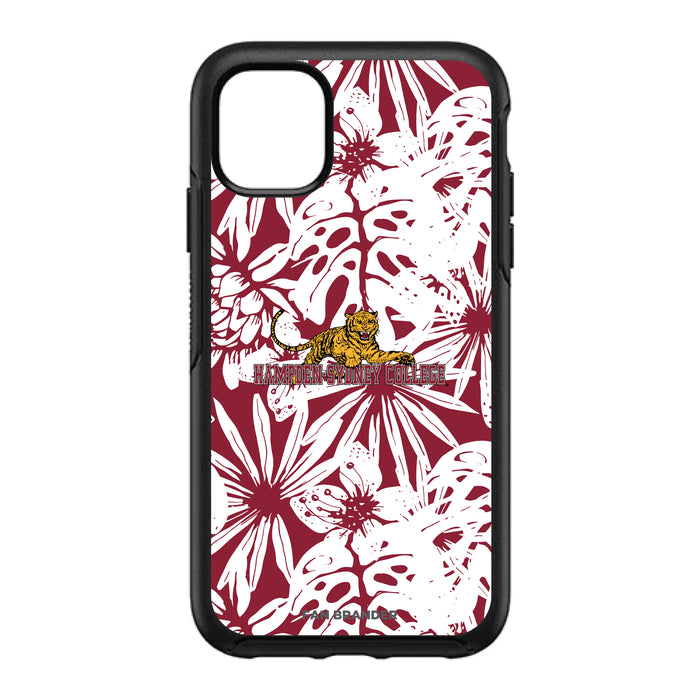 OtterBox Black Phone case with Hampden Sydney Primary Logo With Team Color Hawain Pattern
