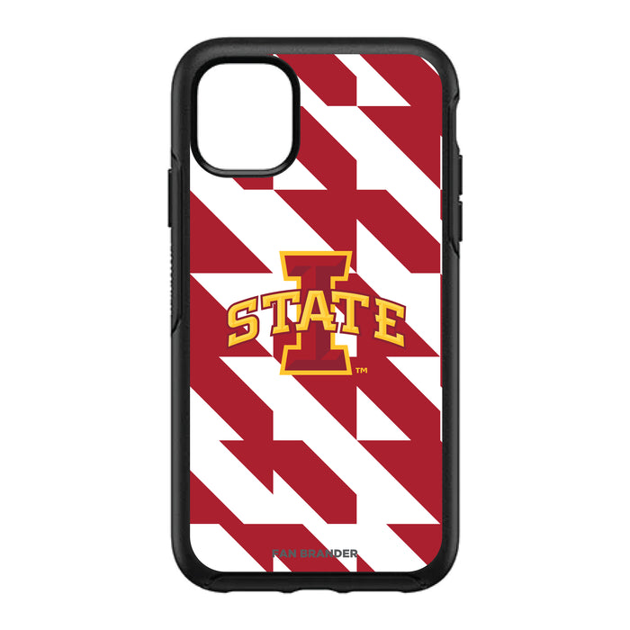 OtterBox Black Phone case with Iowa State Cyclones Primary Logo on Geometric Quad Background