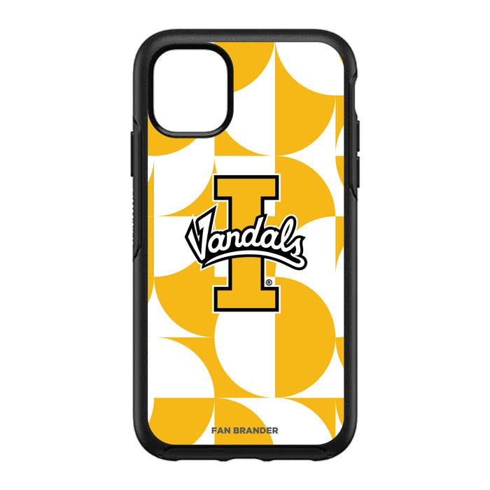 OtterBox Black Phone case with Idaho Vandals Primary Logo on Geometric Circle Background