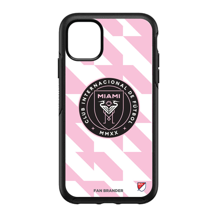 OtterBox Black Phone case with Inter Miami CF Primary Logo on Geometric Quad Background