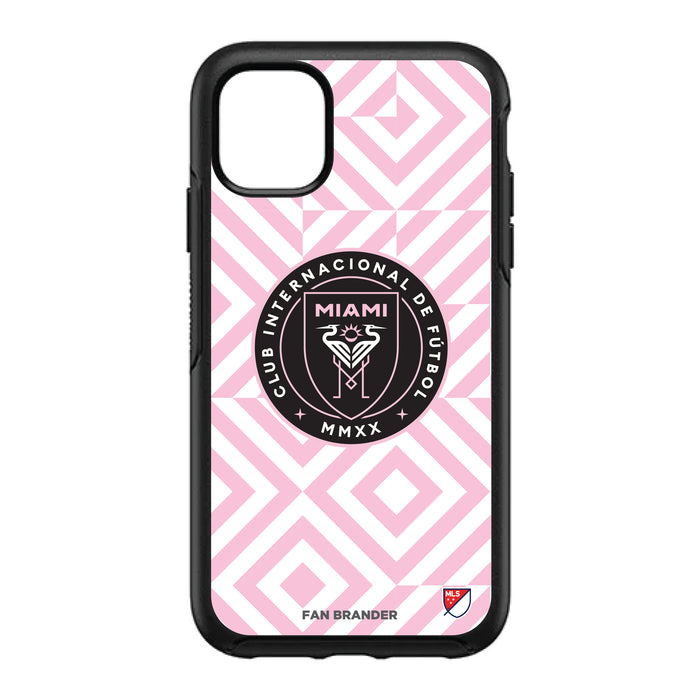 OtterBox Black Phone case with Inter Miami CF Primary Logo on Geometric Diamonds Background