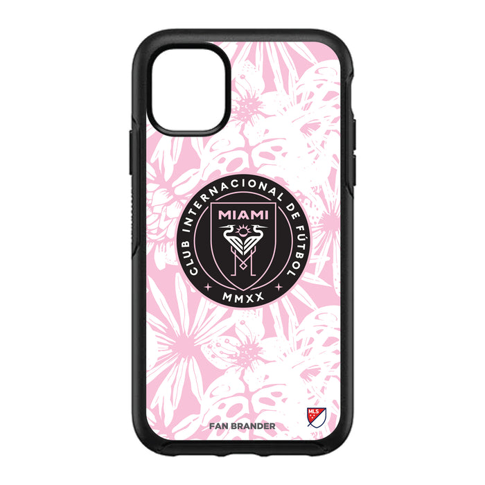 OtterBox Black Phone case with Inter Miami CF Primary Logo With Team Color Hawain Pattern