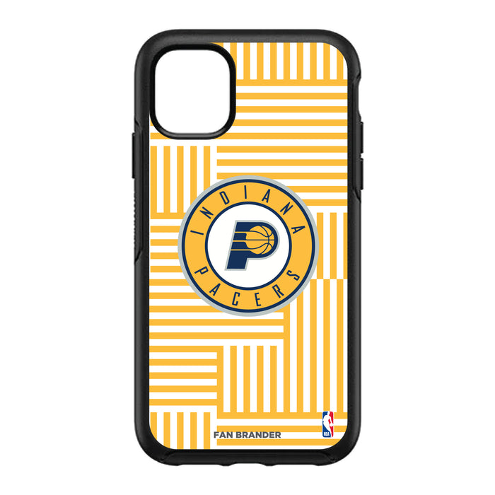 OtterBox Black Phone case with Indiana Pacers Primary Logo on Geometric Lines Background