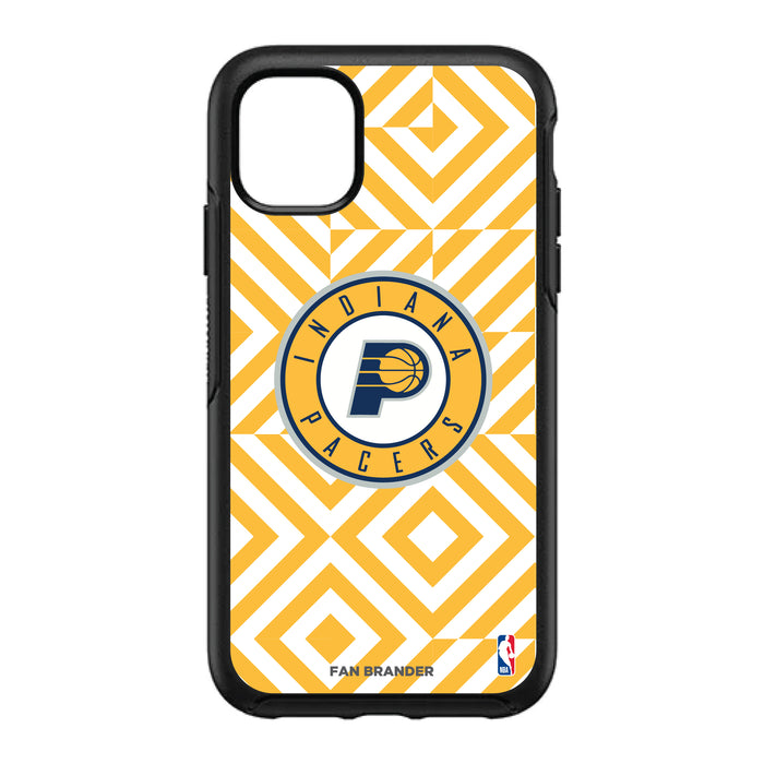 OtterBox Black Phone case with Indiana Pacers Primary Logo on Geometric Diamonds Background