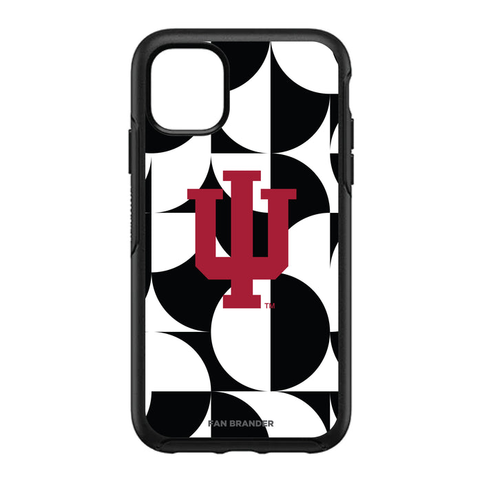 OtterBox Black Phone case with Indiana Hoosiers Primary Logo on Geometric Circle Background