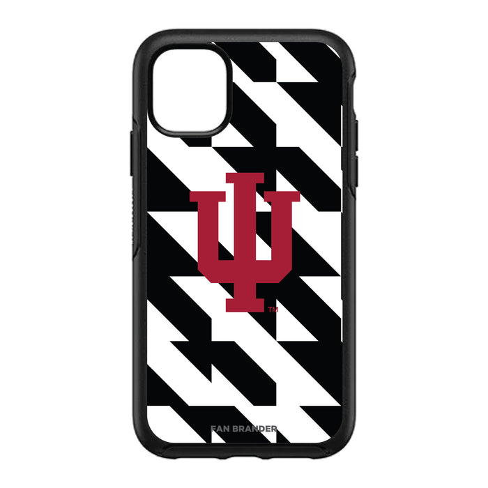 OtterBox Black Phone case with Indiana Hoosiers Primary Logo on Geometric Quad Background