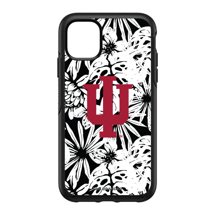 OtterBox Black Phone case with Indiana Hoosiers Primary Logo With Team Color Hawain Pattern