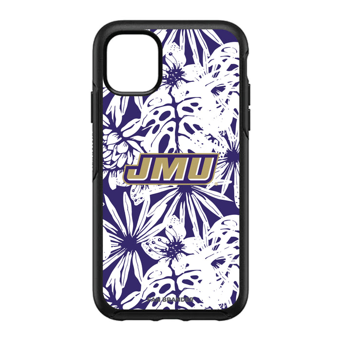 OtterBox Black Phone case with James Madison Dukes Primary Logo With Team Color Hawain Pattern