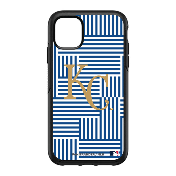 OtterBox Black Phone case with Kansas City Royals Primary Logo on Geometric Lines Background