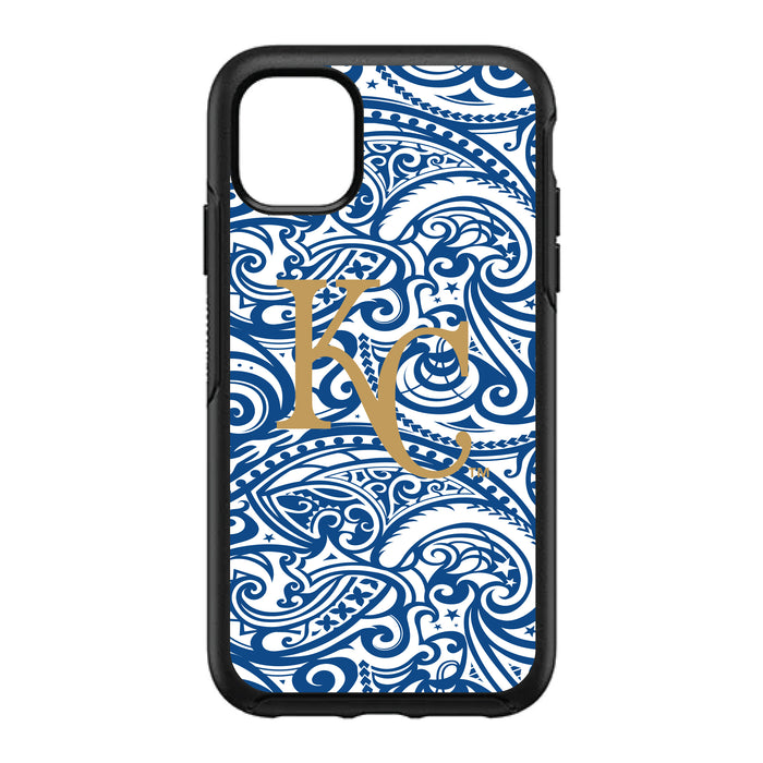 OtterBox Black Phone case with Kansas City Royals Primary Logo With Team Color Tribal Background
