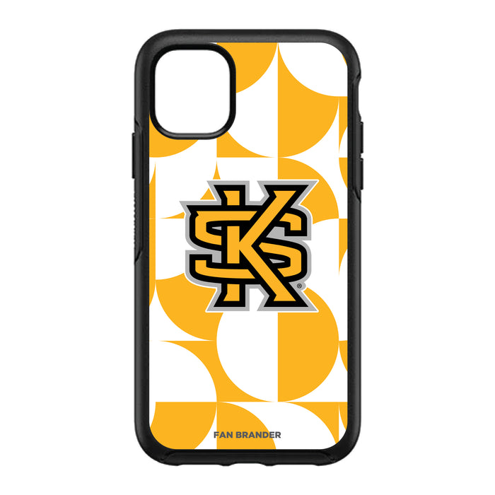 OtterBox Black Phone case with Kennesaw State Owls Primary Logo on Geometric Circle Background