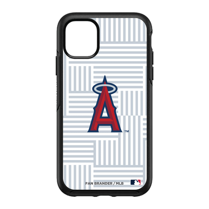 OtterBox Black Phone case with Los Angeles Angels Primary Logo on Geometric Lines Background