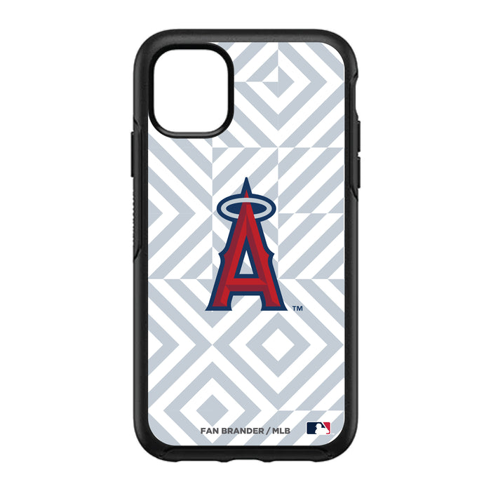 OtterBox Black Phone case with Los Angeles Angels Primary Logo on Geometric Diamonds Background
