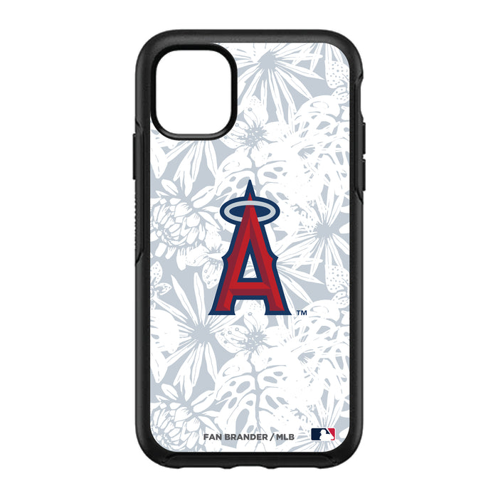 OtterBox Black Phone case with Los Angeles Angels Primary Logo With Team Color Hawain Pattern