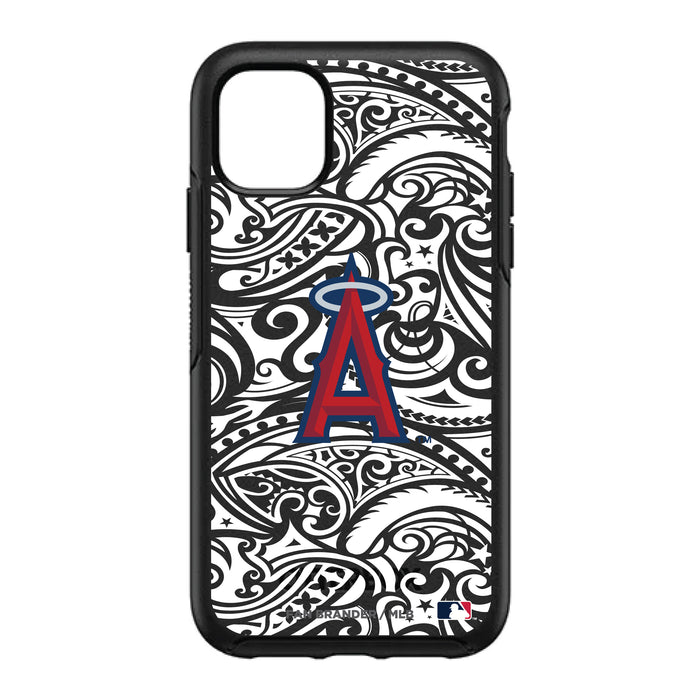 OtterBox Black Phone case with Los Angeles Angels Primary Logo With Black Tribal