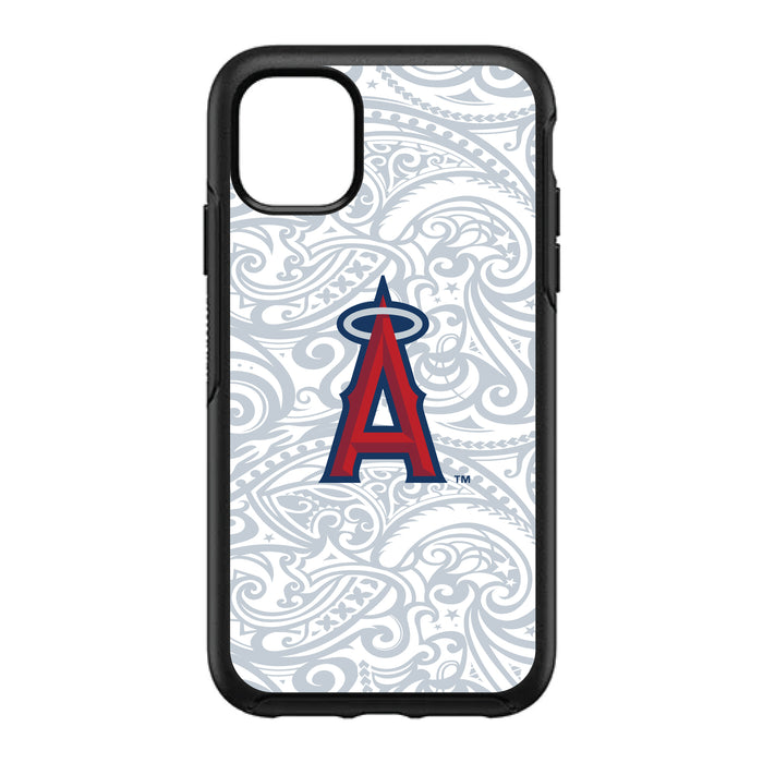 OtterBox Black Phone case with Los Angeles Angels Primary Logo With Team Color Tribal Background
