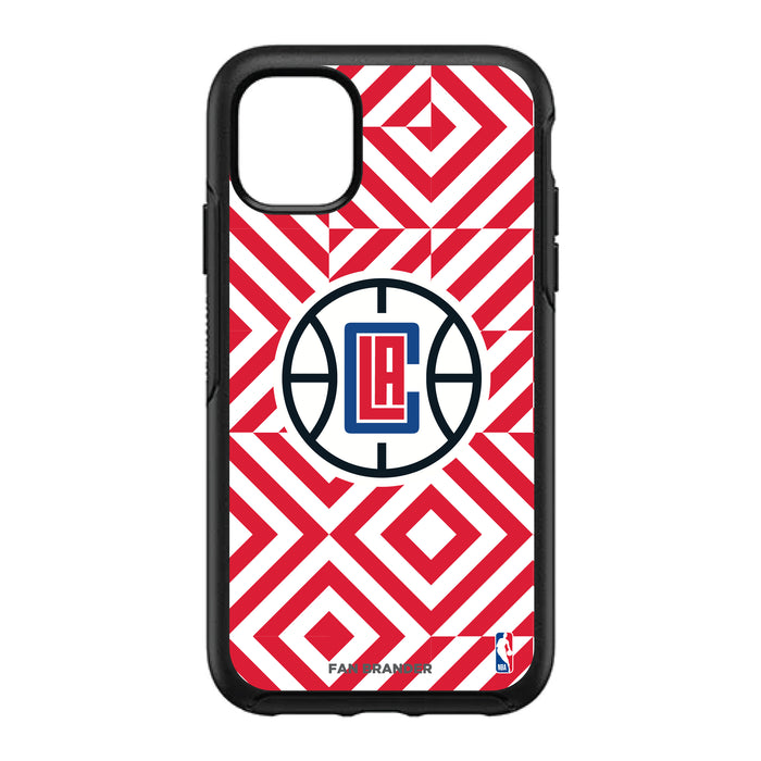 OtterBox Black Phone case with LA Clippers Primary Logo on Geometric Diamonds Background