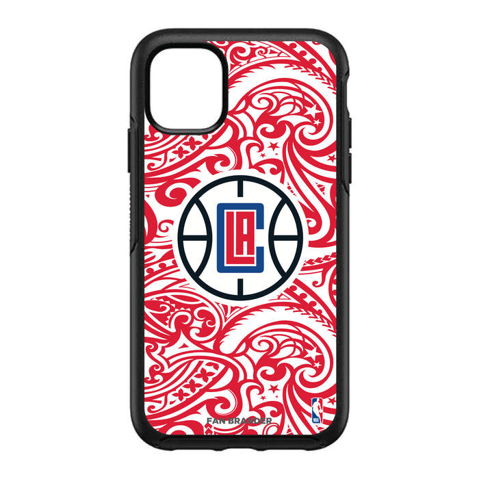 OtterBox Black Phone case with LA Clippers Primary Logo With Team Color Tribal Background