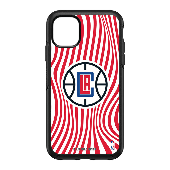 OtterBox Black Phone case with LA Clippers Primary Logo With Team Groovey Lines