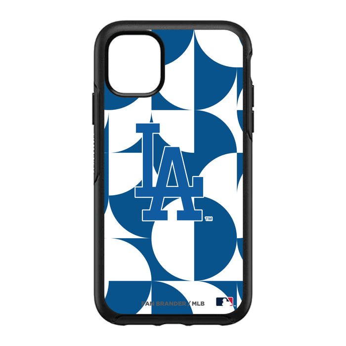 OtterBox Black Phone case with Los Angeles Dodgers Primary Logo on Geometric Circle Background