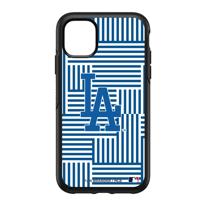 OtterBox Black Phone case with Los Angeles Dodgers Primary Logo on Geometric Lines Background