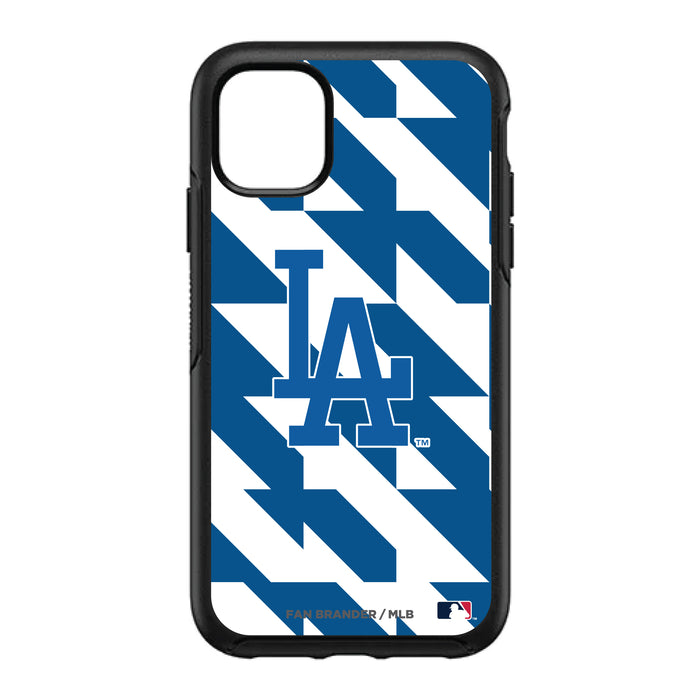 OtterBox Black Phone case with Los Angeles Dodgers Primary Logo on Geometric Quads Background