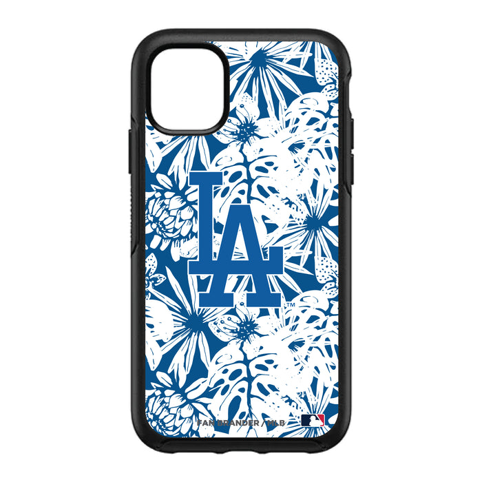 OtterBox Black Phone case with Los Angeles Dodgers Primary Logo With Team Color Hawain Pattern