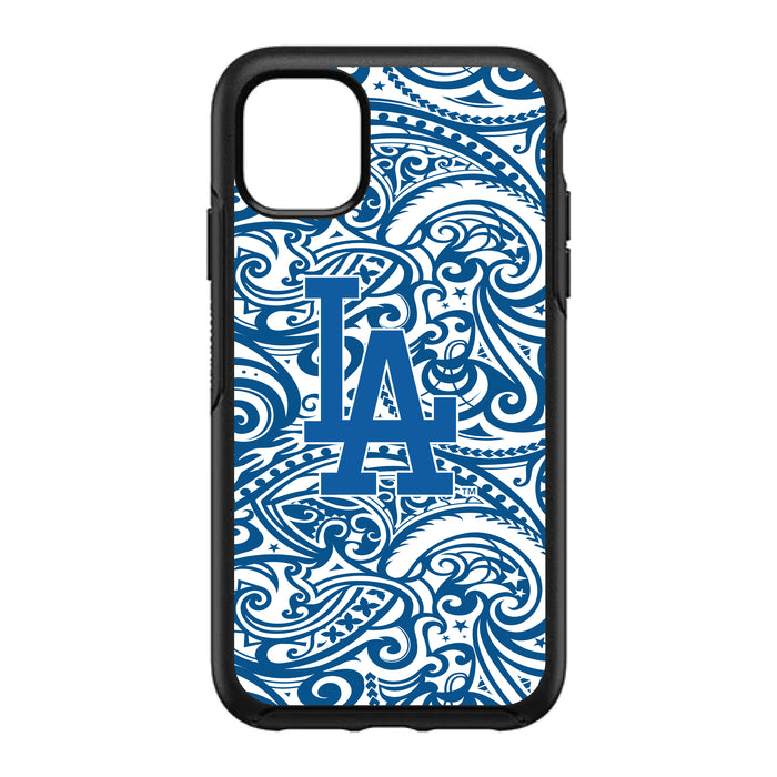 OtterBox Black Phone case with Los Angeles Dodgers Primary Logo With Team Color Tribal Background